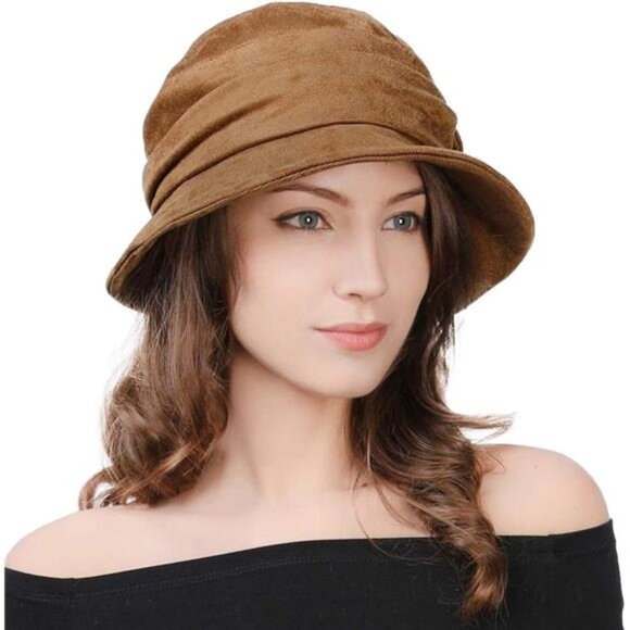 Vintage Cloche Bucket Hat Tan
